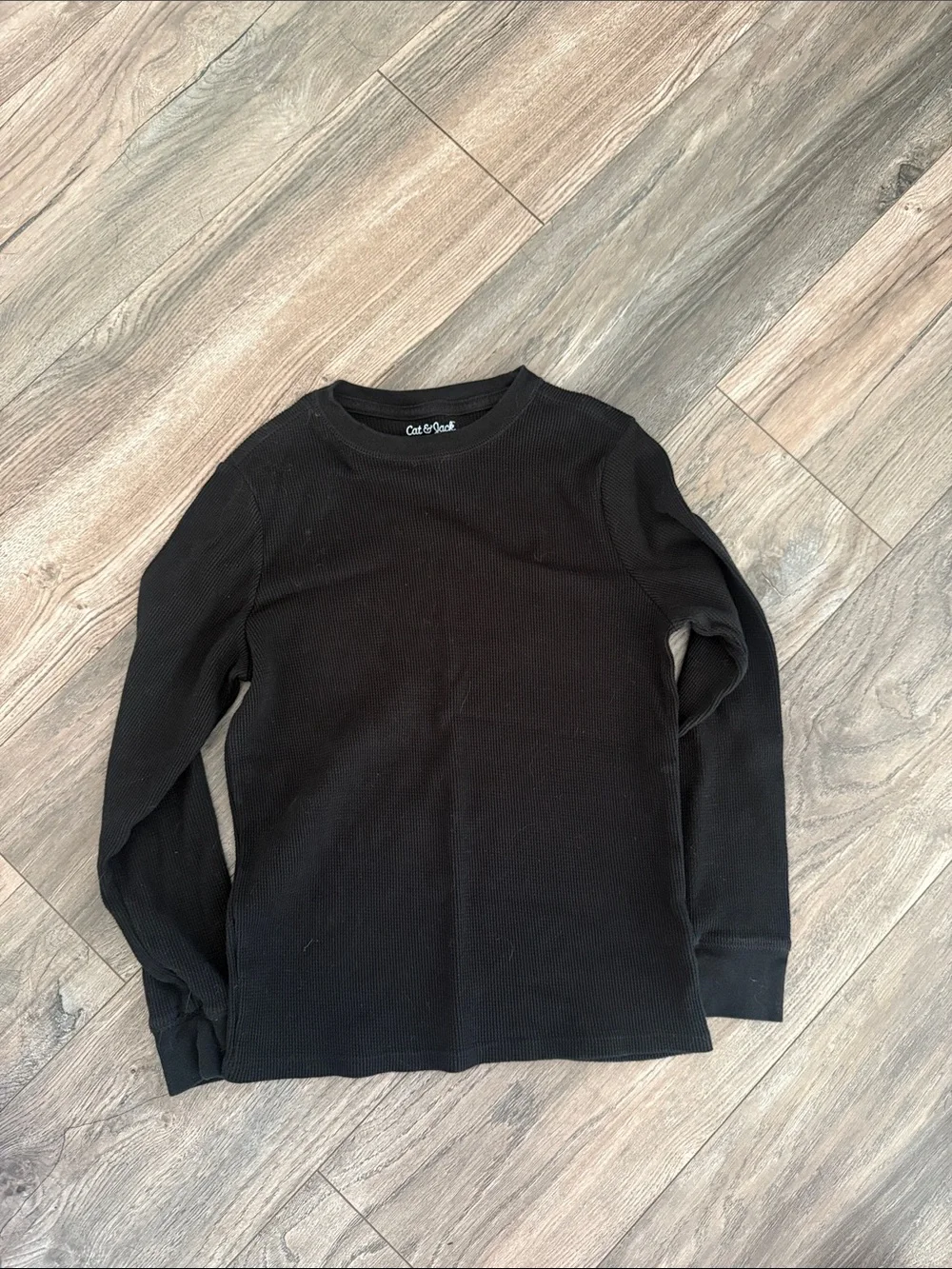 Cat & Jack Black Waffle Thermal Long Sleeve Shirt